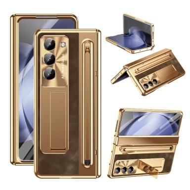 Kickstand Pen Hinge Protection Leather Case For Samsung Galaxy Z Fold 8 Ultra 7 6 5 4 Cover With Bracket Stylus Screen Protector
