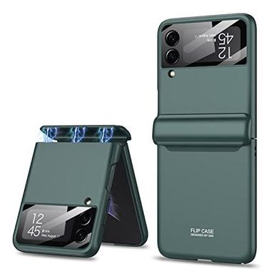 Ultra Thin Back Case/Cover For Galaxy Z Flip 4, Magnetic Hinge Protection And Inbuilt Glass Window Protection, Green