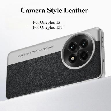 Case For Oneplus 13 13T Luxury Leather Camera Style PC Hard Back Cover For One Plus 13 Shockproof Bumper Oneplus13 Funda