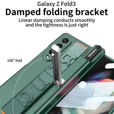 Luxury Elastic Wrist Band Shockproof Case with S Pen Slot Cover for Galaxy Z Fold3 Fold4