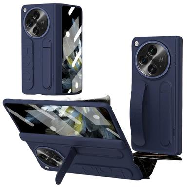 Back Cover Case for OnePlus Open Shockproof Protective Dual Function Wristband Stand Case for Men & Boys(Blue)