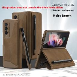 Card Slot Flip Wallet Leather Fold5 Fold6 Fold7 Case For Samsung Galaxy Z Fold 7 6 5 4 3 With Removable S Pen Slot Holder Cover