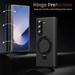 For Samsung Galaxy Z Fold 7 6 5 4 3 Case Leather Magsafe Hinge Bracket Full Screen Glass Protective Magnetic Cover For Z Fold6 7
