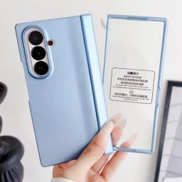 With Screen Film Protector Case For Samsung Galaxy Z Fold 7 Spring Hinge Protective Cover For Samsung Z Fold 6 5 4 3 Hard Cases