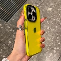 Luxury Transparent Airbag Phone Case For iPhone 17 16 15 Pro Max Plus 13 12 Pro Max 11 Contrasting Bumper Shockproof TPU Cover