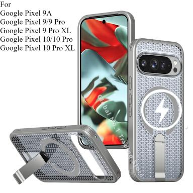 For Google Pixel 10 9 Pro XL 10 9A Transparent particle heat dissipation PC board bracket magnetic phone case protective cover