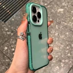 Luxury Transparent Airbag Phone Case For iPhone 17 16 15 14 13 12 11 Pro Max Plus 17 Air Contrasting Bumper Shockproof TPU Cover