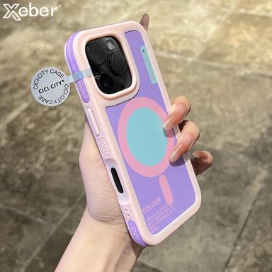 Colorful For Magsafe Magnetic Wireless Charging Phone Case For iPhone 17 16 15 14 Pro Max Shockproof Bumper Protective Cover