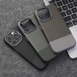 Luxury Business Hit Color Relief Leather Case For iPhone 17 Air 16 15 14 13 Pro Max Magnetic Wireless Charging Alloy Lens Cover