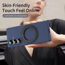 For Samsung Z Fold7 Fold 7 6 5 4 3 PC Hard Protective Cover With Tempered Film Magnetic Rotating 360 Stand Folding Phone Case