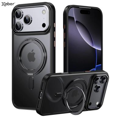 Metal Ring Stand Matte Magnetic Case For Magsafe For iPhone 17 Air 16 15 14 13 Pro Max Plus Wireless Charging Shockproof Cover