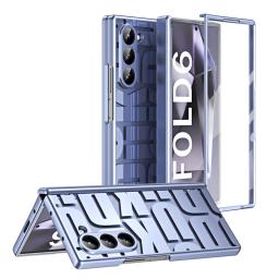 For Samsung Galaxy Z Fold 7 6 5 4 3 5G Fashion Electroplating Transparent Hinge Phone Case Screen Protect Film Shockproof Cover