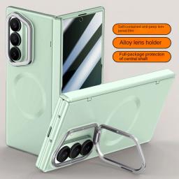 Built-in Magsafe Magnetic With Tempered Glass Film Protect Case For Samsung Galaxy Z Fold 7 fold7 Spring Hinge Protection Cover