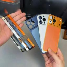 Metal Alloy Frame Backplane Slim Case for iPhone 16 15 14 13 Pro Max Instantly Change Upgrade 17Pro/17 Pro Max Matte Cover