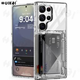 Case For Samsung S26 Ultra S25 Edge S25 S24 Ultra S24 S23 Wallet Card Holder Slide Slot Slim Hard PC Heavy Duty Protective Cover