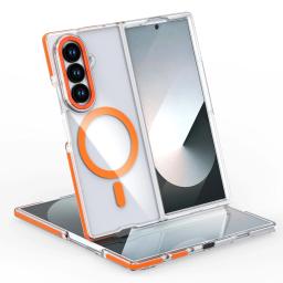 For Samsung Galaxy Z Fold7 Case Hard Transparent Magnetic wireless charging Protective Back Cover For Z Fold 7 6 Phone Shell