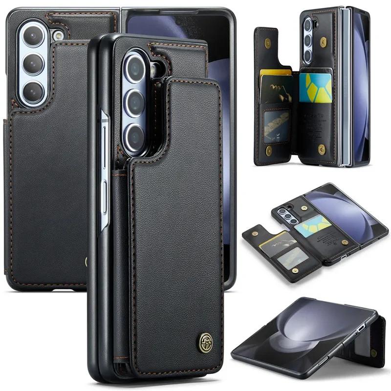 EUCAGR Luxury Magnetic Wallet PU Leather Case For Samsung Galaxy Z Fold 6 7 Card Solt Holder Pocket Cover For Galaxy Z Fold 7 6