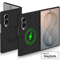 New Wireless Charging Case For Samsung Galaxy Z Fold 8 Ultra Wide Fold8 Fold7 Carbon Fiber Print Magnetic Case Shockproof Cover