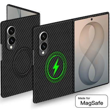 New Wireless Charging Case For Samsung Galaxy Z Fold 8 Ultra Wide Fold8 Fold7 Carbon Fiber Print Magnetic Case Shockproof Cover