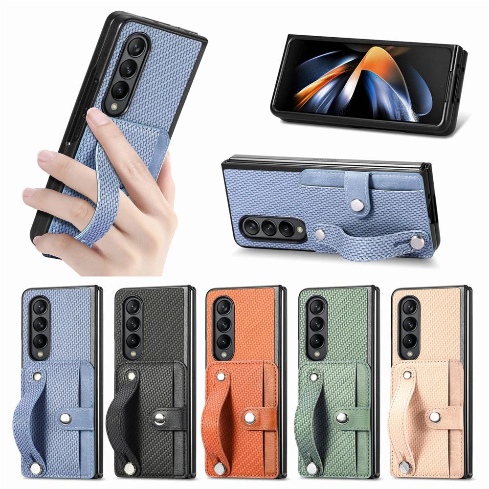 Stand Case for Samsung Galaxy Z Fold 5 4 3 2 Cover PU Leather Wallet Card Pocket Shockproof Fold Shell Matte Ring Holder Fundas