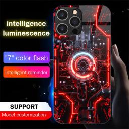 Luxury Chip Pattern LED Calling Light Flash Phone Case Smart Luminous Cover For iPhone Air 17 16 E 15 14 13 12 11 Pro Max Plus