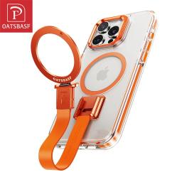 Oatsbasf Magsafe Case for iPhone 15/Pro/Plus/ 15 Pro Max Magnetic Protective Case w/ Silicone Lanyard Detachable Ring Cell Cover