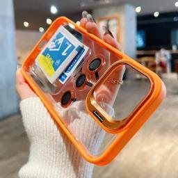 Luxury Metal Holder Shockproof Protection Mobile Phone Case For iPhone 16 15 14 13 12 11 Pro Max Plus With Lens Protector Cases