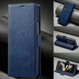 Business Leather Case For Samsung Galaxy Z Fold 7 6 5 4 3 5G Z Fold7 Fold6 Magnetic Flip Protective Card Solt Wallet Phone Cover