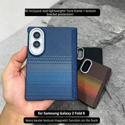 Premium Sle 600D Carbon Fiber Pattern PC Case for Samsung Galaxy Z Fold 8 for Magsafe Alloy Lens Shockproof Hinge Protect Cover