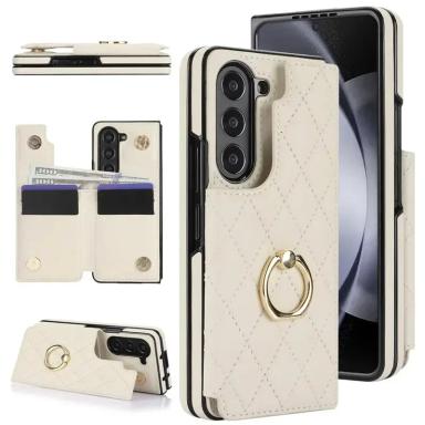 Leather Ring Wallet with Card Holder Phone Case for Samsung Galaxy Z Fold 7 6 5 4 Fold6 Fold5 Fold4 Fold3 Stand Protective Cover