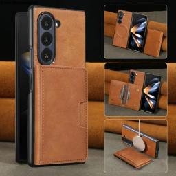 Luxury Business Style Leather Case For Samsung Galaxy Z Fold 7 6 5 4 3 2IN1 Magnetic Card Wallet Wireless Charge Anti-Drop Cover