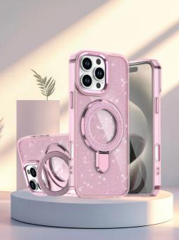 Luxury Metal Shockproof Magnetic Bracket Case For iPhone 17 16 15 14 13 12 Pro Max Plus 17Air 16E 11 XR Anti-slip Bumper Cover