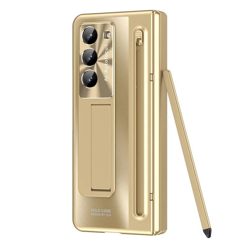 For Samsung Galaxy Z Fold 7 6 5 4 360° Full Protection Hinge Phone Case Tempered Glass Film With Touch Pen Folding Holder Cover