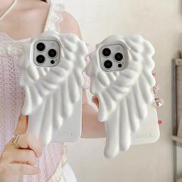3D Angel Wings Shockproof Cover Cartoon Shatter Silicone Soft Case For iPhone 17 Air 16 15 14 13 12 Pro Max Phone Cases