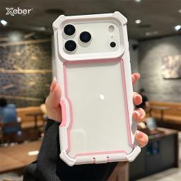 TPU Case For iPhone 17 16 15 14 13 12 Pro Max Plus Rugged Hybrid Transparent Shockproof Armor Hard PC Frame Bumper Back Cover