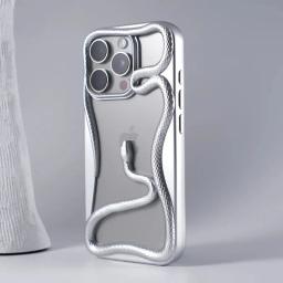 3D Hollow Snake Soft Phone Case For iPhone 17 16 Pro Max 11 12 13 14 15 Plus Air Heat Dissipation Matte Plating Cover Funda