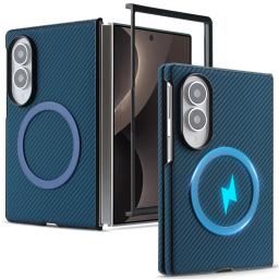 for Magsafe Magnetic Carbon Fiber Leather Phone Case for Samsung Galaxy Z Fold 8 Ultra 7 6 5 4 Fold8 Shockproof Protective Cover