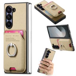 Detachable Magnetic Leather Wallet with Card Holder Bracket Phone Cover Case for Samsung Galaxy Z Fold7 Fold6 Fold5 Fold4 Fold3
