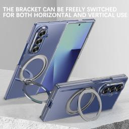 Wireless Charging 360° Rotating Magnetic Magsafe Holder Phone Case for Samsung Galaxy Z Fold 7 6 5G Transparent Shockproof Cover
