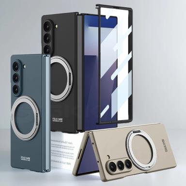Armor Magnetic Ring Holder Case For Samsung Galaxy Z Fold 7 Wireless Charge Front Screen Protector Cover For Galaxy Z Fold7 Case