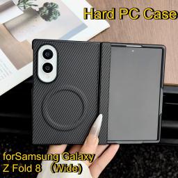 Ultra Thin Magnetic Carbon Fiber Texture Hinge Cases for Samsung Galaxy Z Fold 8 Wide for MagSafe Matte Hard PC Shockproof Cover