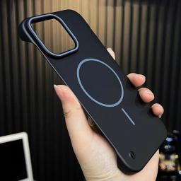 Ultra Slim Frameless For Magsafe Cover For iPhone 16 15 14 13 12 Plus Pro Max 16Pro 16Pro 15Pro Magnetic Shockproof Hard PC Case