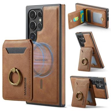 2-in-1 Detachable Magnetic Wallet with Card Holder Phone Case for Samsung Galaxy S25 Edge S24 Plus S23 Ultra Ring Leather Cover
