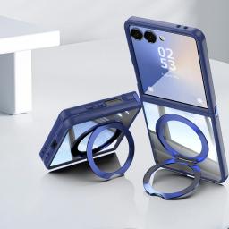 360° Ring Holder Clear Phone Case for Samsung Galaxy Z Flip 7 FE 6 5 Flip7 Flip6 Flip5 5G Kickstand TPU+PC Magnetic Cover