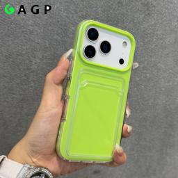 17pro Max Card Photo Insert Slot Wallet Soft Candy Color Phone Case for iPhone 17 16 15 14 13 12 Pro Max 17Air Shockproof Cover