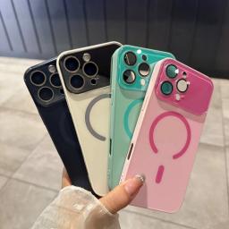Popular Candy Color Large Window Shockproof Case For iPhone 17Air 16 15 14 13 12 Pro Max Wireless Charging Fall Prevention Cover