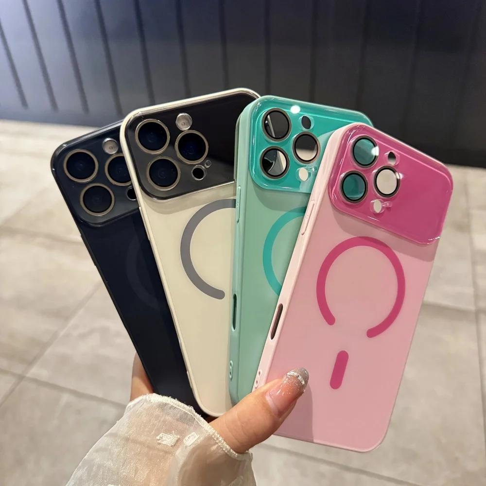 Popular Candy Color Large Window Shockproof Case For iPhone 17Air 16 15 14 13 12 Pro Max Wireless Charging Fall Prevention Cover