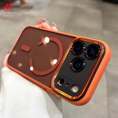 Business Transparent Magsafe Case for iPhone 17 16 15 14 13 12 11 17 Pro Max Plating Camera Protection Cover for iPhone 17 Air