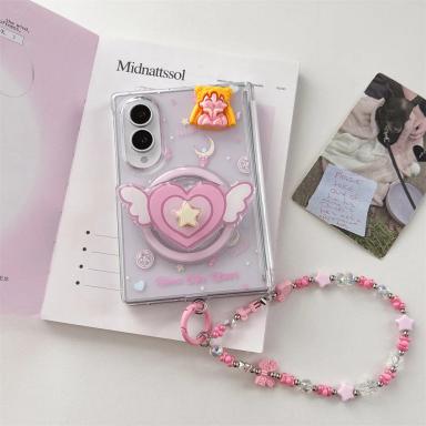 New 2026 Fashion The caring girl Magnetic Phone Case for Samsung Galaxy Z Fold 8 Cover For Magsafe Stand Chain Case Z Fold8 Girl