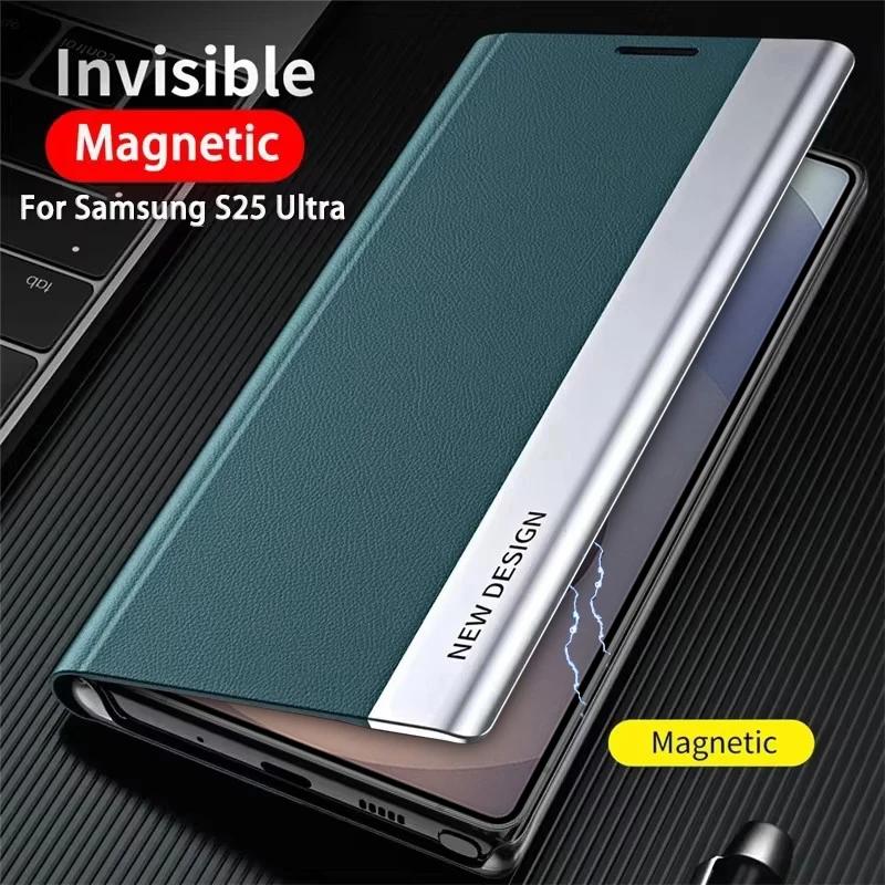 Luxury Leather Flip Case For Samsung Galaxy S25 S24 S23 S22 S21 S20 Ultra Plus S25 Edge S23 S21 S24 FE Note 20 Ultra Stand Cover